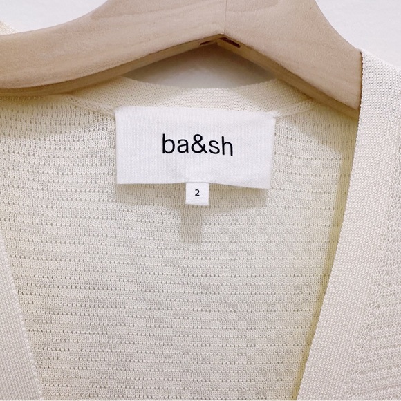 ba&sh Aviva Crochet Maxi Dress Short Sleeve Summer Button Up Pointelle Cream - Picture 3 of 9